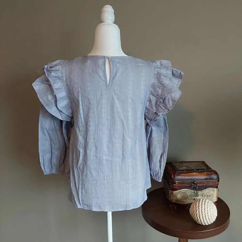 Universal Thread Blouse Sz M Double Ruffle - Picture 5 of 11